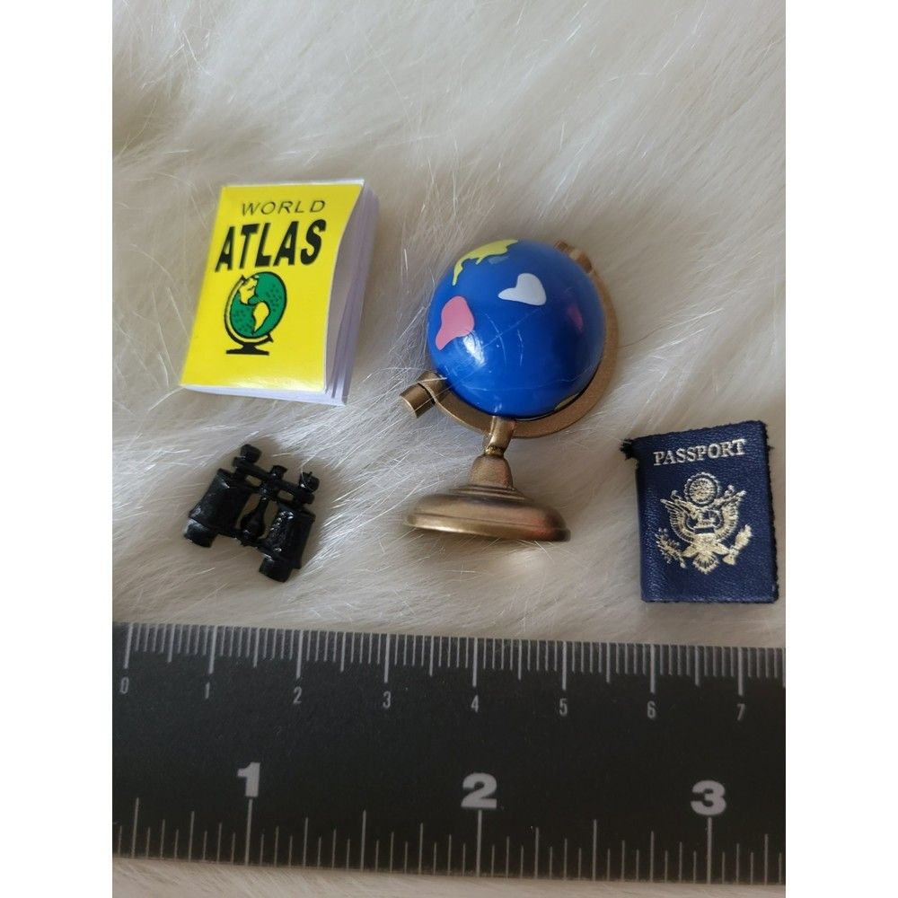 Doll House globe passport binoculars atlas mini traveling cake Toppers